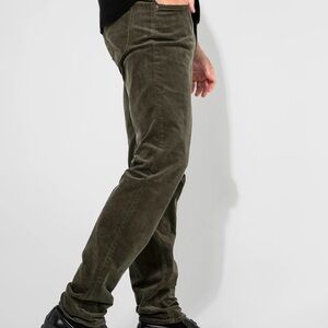 Monfrere Velvet Slim Pants in Dark Olive